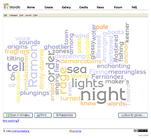 Figure 6 -  Tag cloud of Wallace Stevens� 