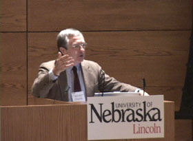 Schwartz speaking at the Pauley Symposium